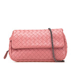 Sac Bottega Veneta Mini Nappa Intrecciato Expandable Chaîne Bandoulière - Rose