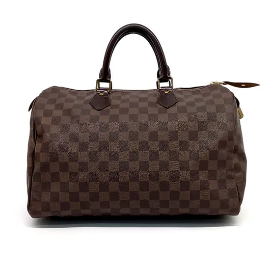 Sac Speedy 35 Vintage en toile damier marron
