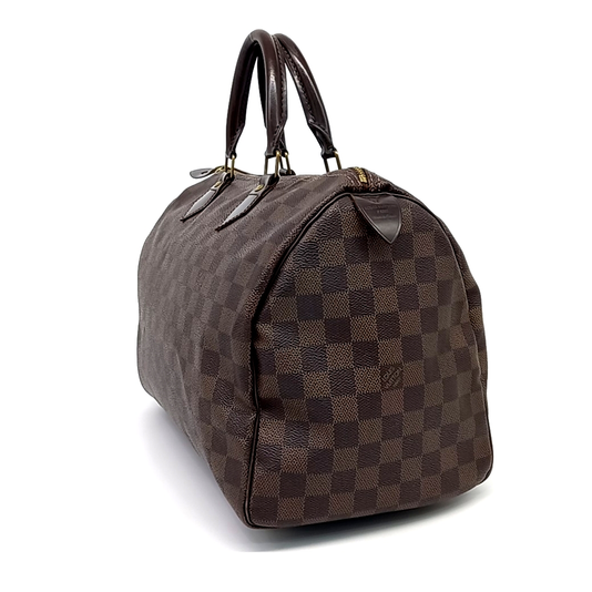 Sac Speedy 35 Vintage en toile damier marron