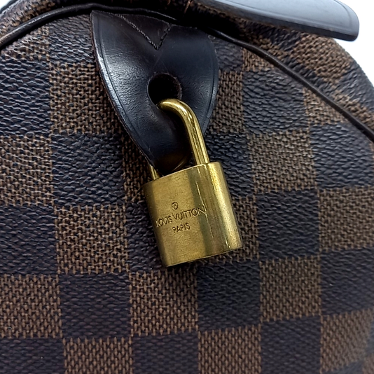 Sac Speedy 35 Vintage en toile damier marron