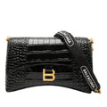 Sac Balenciaga Croc Embossed Cuir Downtown Bandoulière XS - Noir