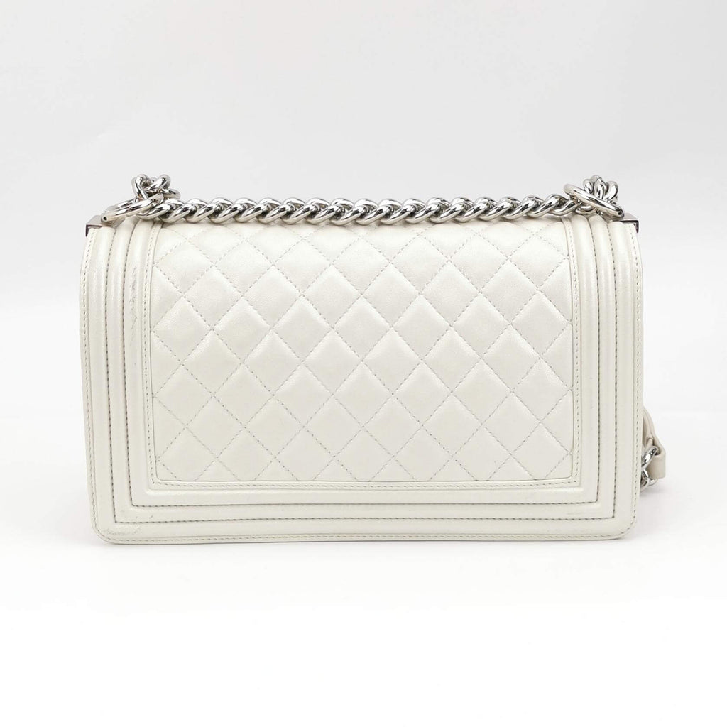 Boy Medium Tasche aus weißem Leder