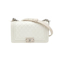 Boy Medium Tasche aus weißem Leder