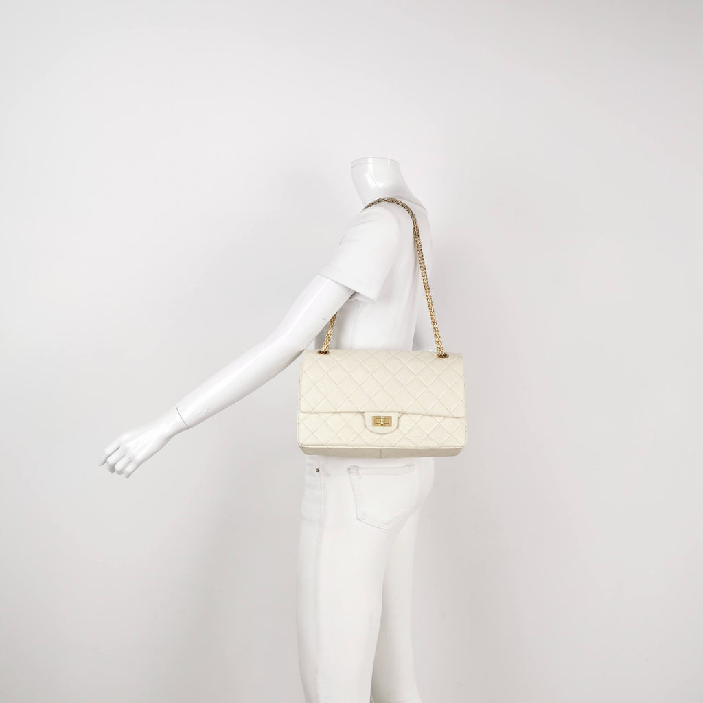 Borsa 2.55 Media in pelle bianca