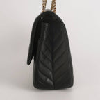 Borsa 2.55 Medium in pelle nera con fodera beige