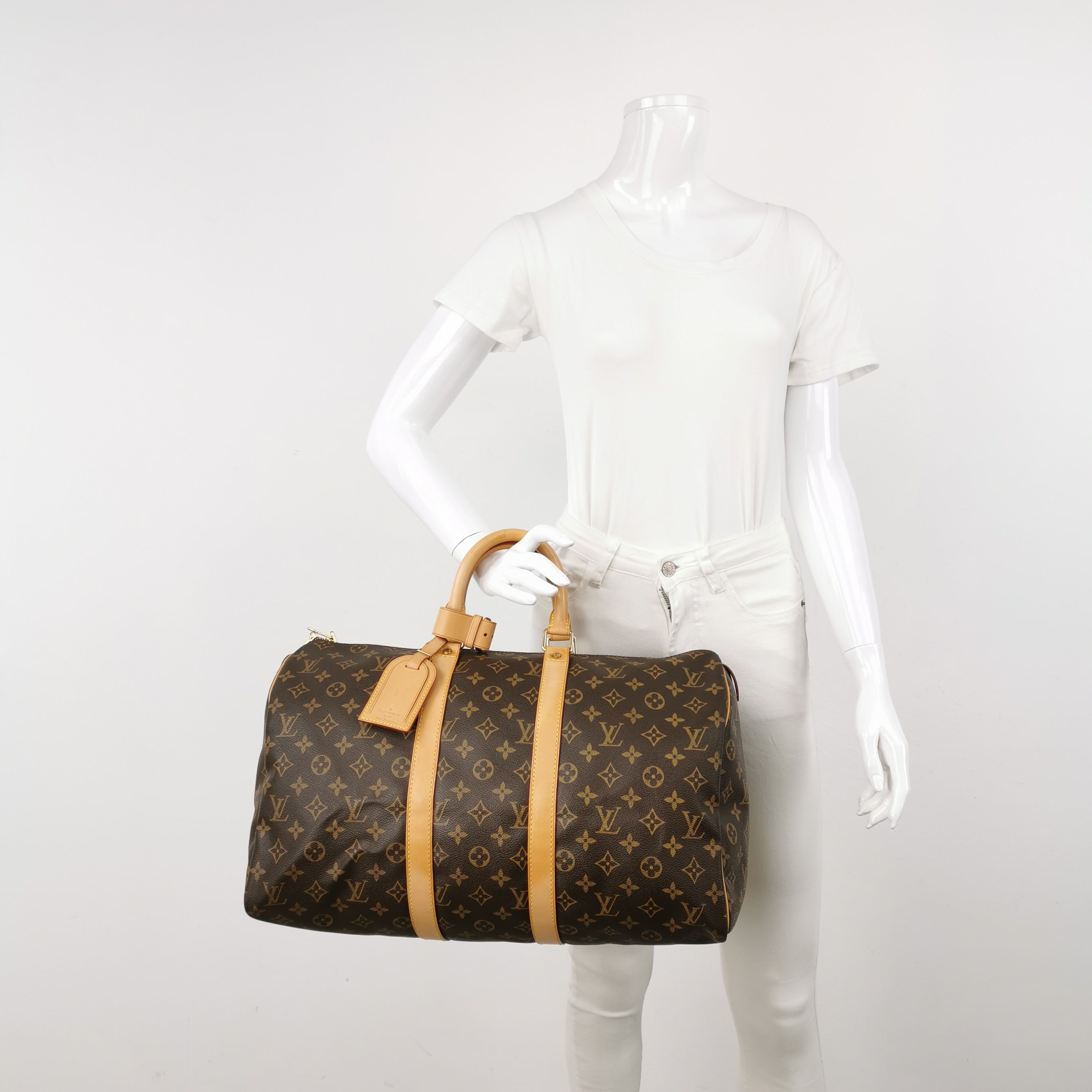 Borsa Keepall vintage in tela monogramma marrone