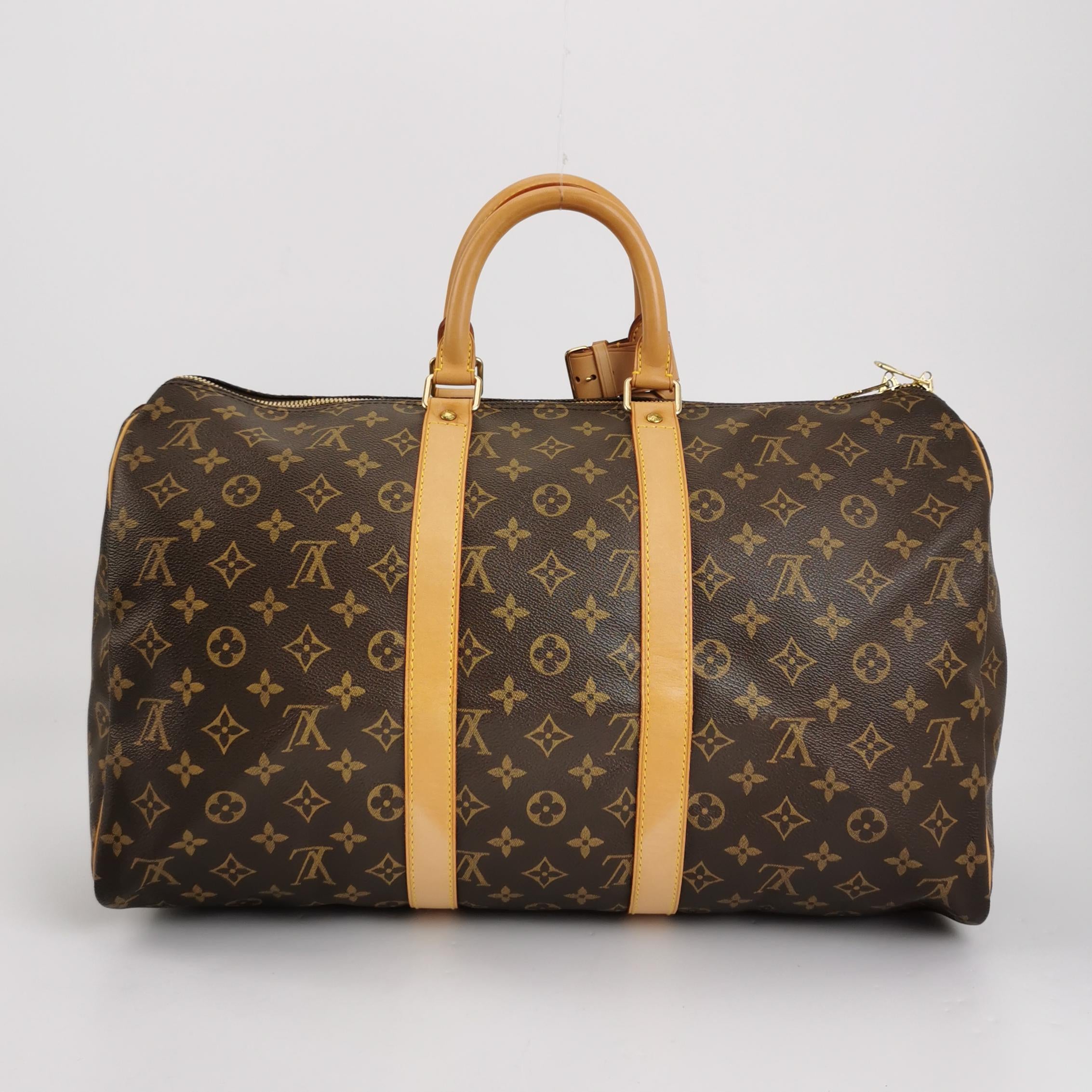 Borsa Keepall vintage in tela monogramma marrone