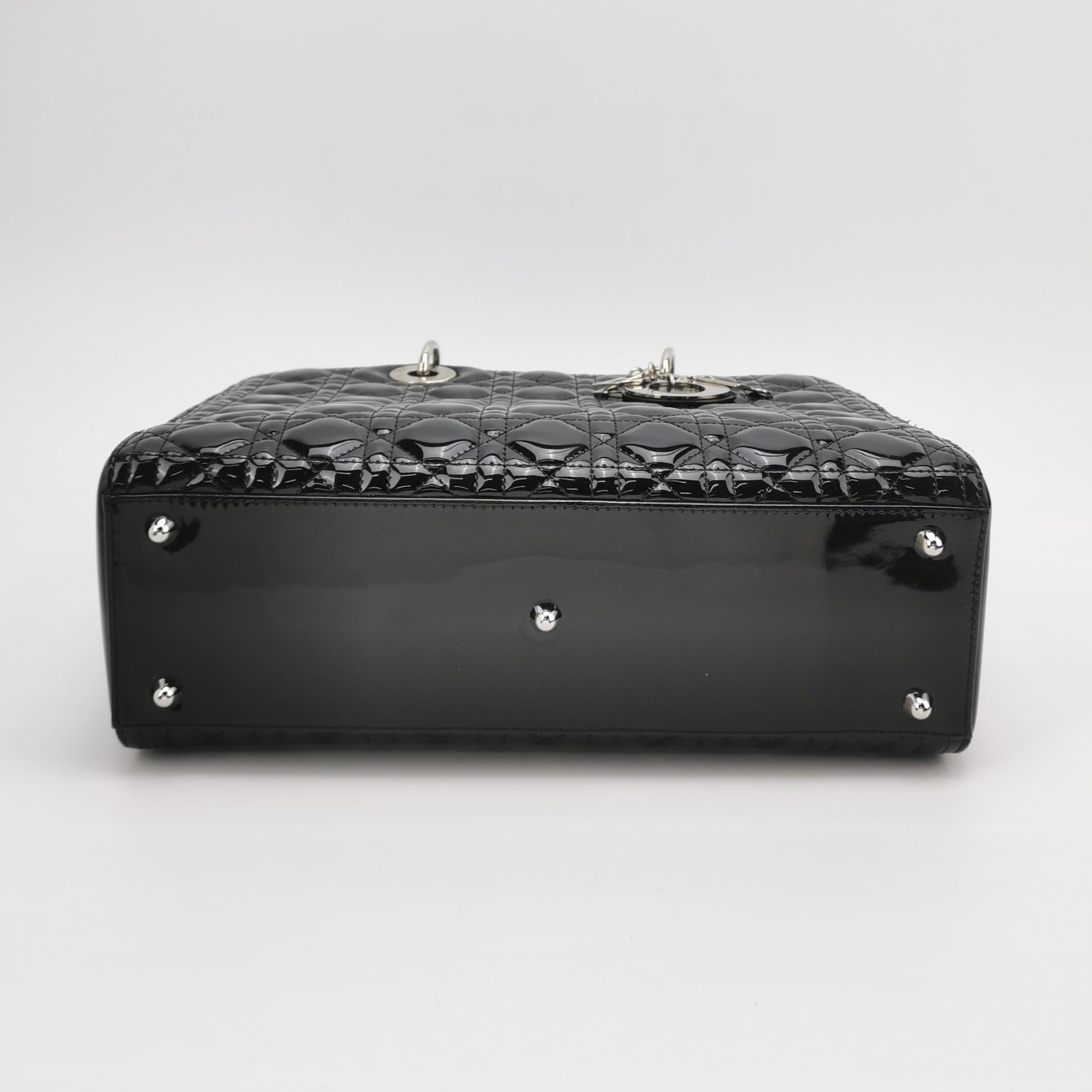 Borsa vintage Lady Dior in vernice nera