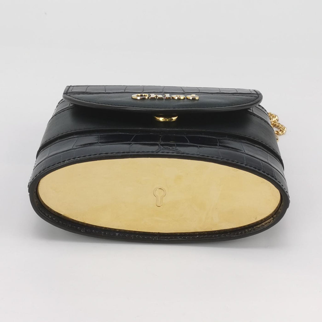 Borsa Abbey Rock Chain in pelle nera