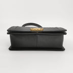 Borsa Boy Media in caviar nero in pelle