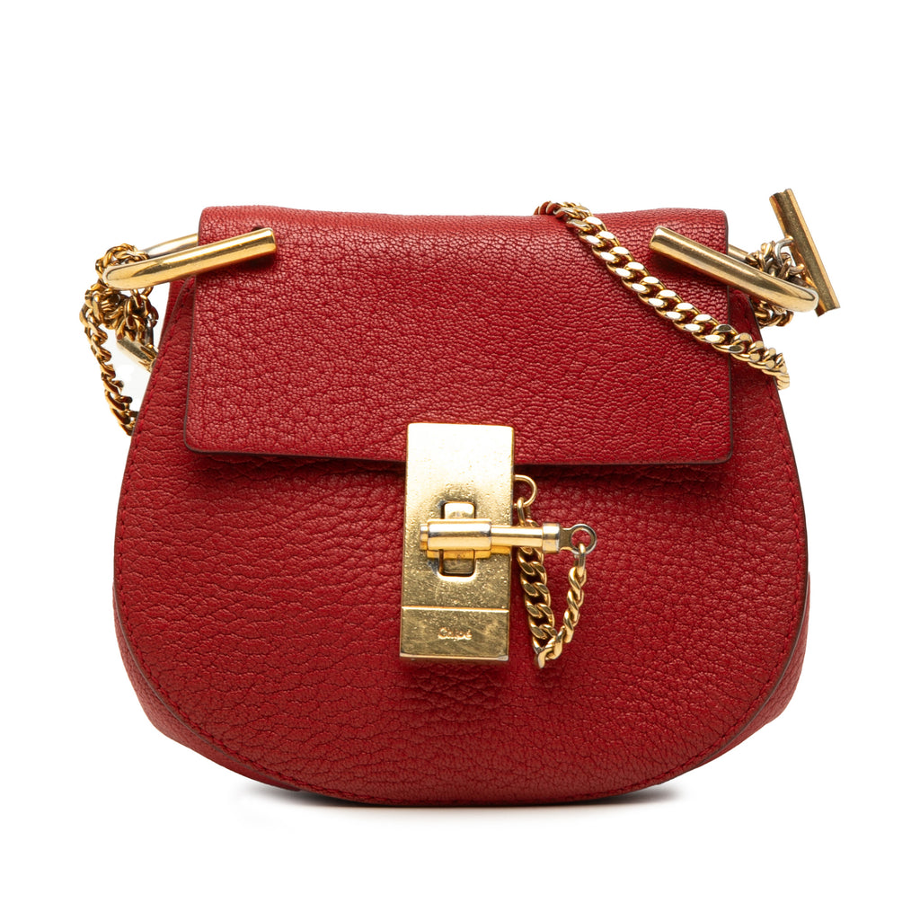 Sac Chloé Nano Grained Cuir d’agneau Drew Bandoulière - Rouge