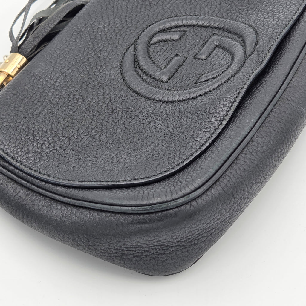 Sac à main en cuir noir Soho Long Flap