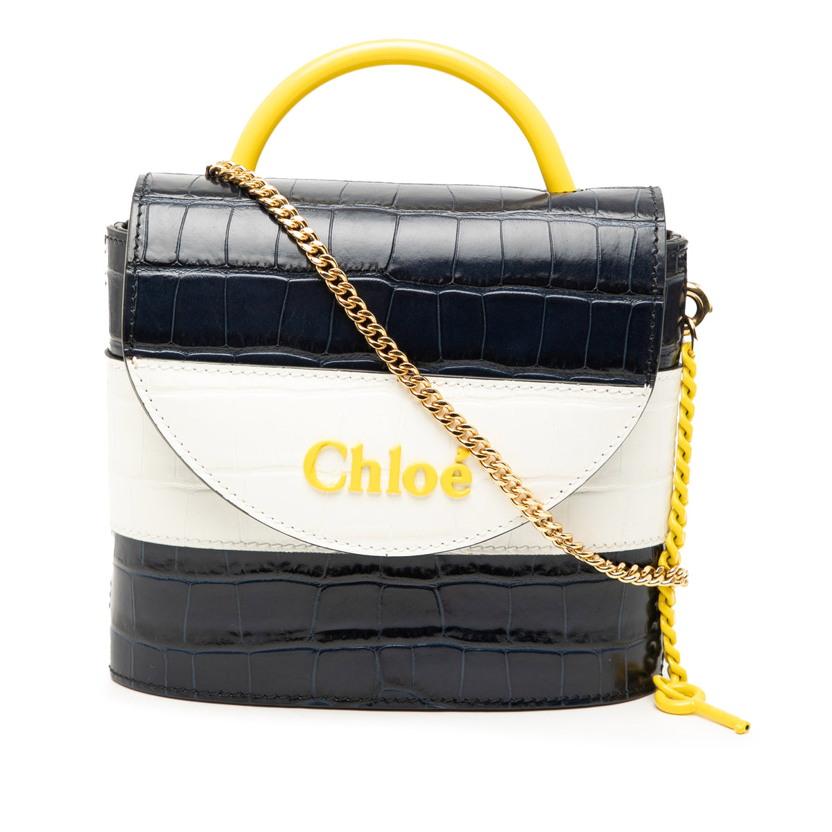 Sac Chloé Tricolor Croc Embossed Cuir Aby Lock Sac à main - Bleu