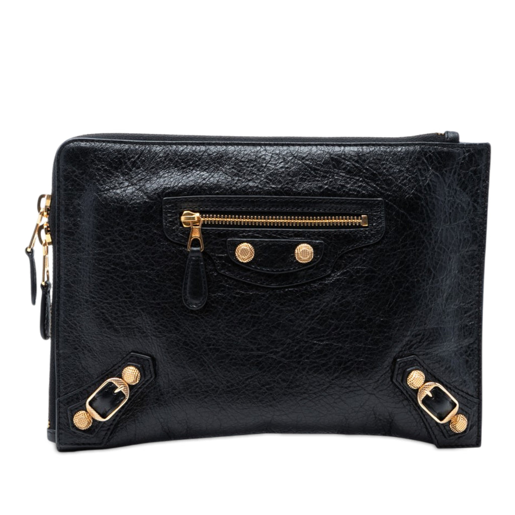 Sac Balenciaga Cuir d’agneau Motocross Giant 12 Zip Around Flat Pochette - Noir