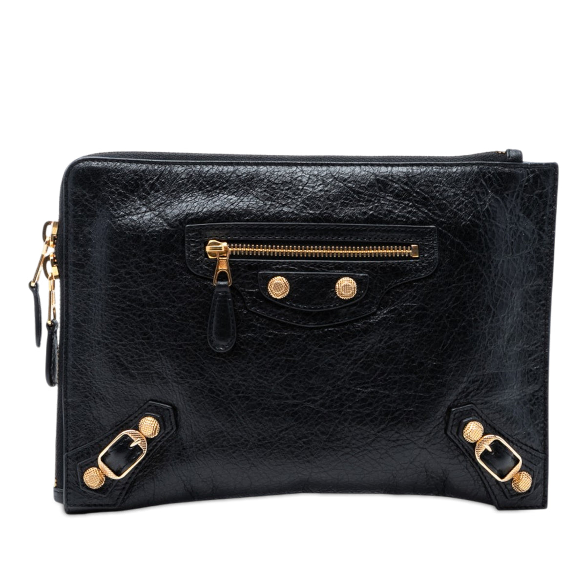 Sac Balenciaga Cuir d’agneau Motocross Giant 12 Zip Around Flat Pochette - Noir