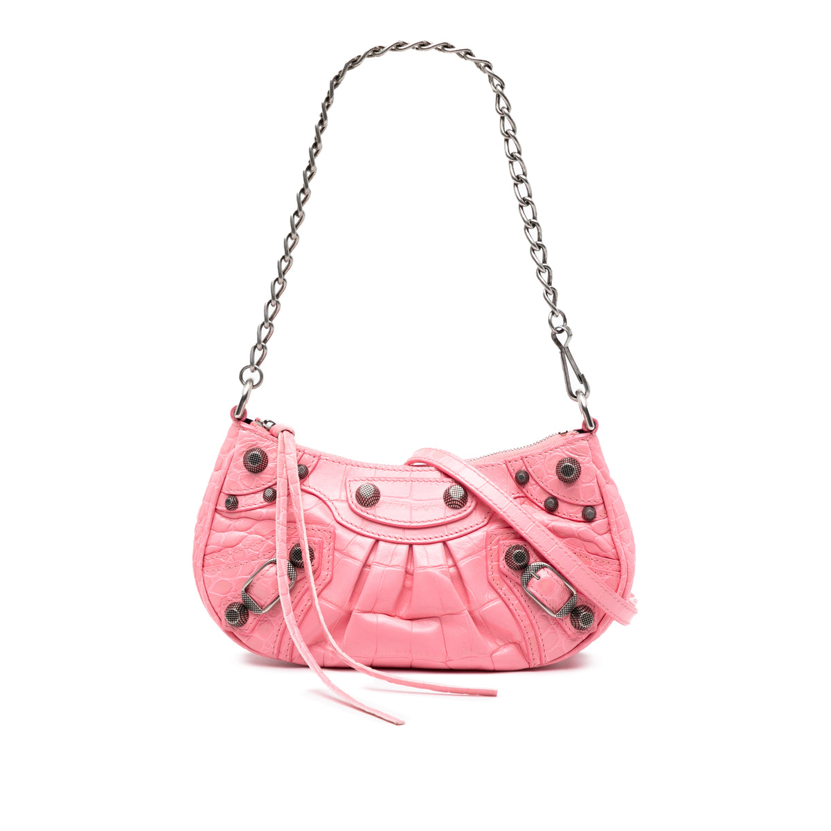 Sac Balenciaga Mini Embossed Cuir Motocross Le Cagole - Rose