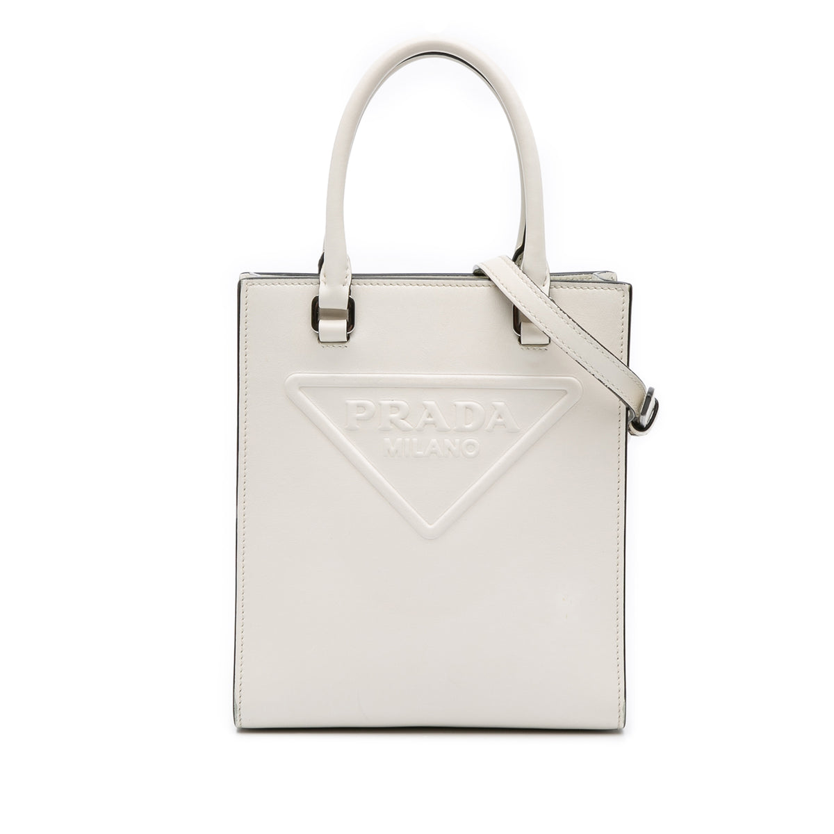 Sac Prada Mini Soft Calf Logo Drill Sac à main - Blanc