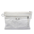 Sac Balenciaga Cuir d’agneau Motocross Classic Clip Pochette M - Blanc