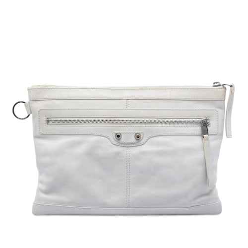 Bag Balenciaga Lambskin Motocross Classic Clip Clutch M - White