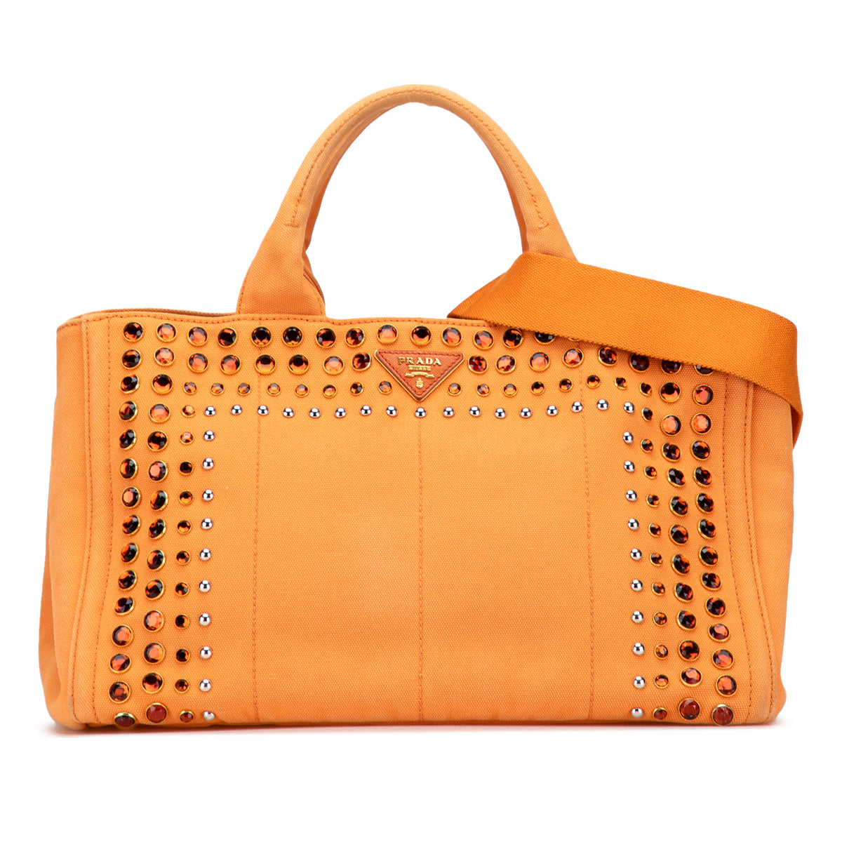 Sac Prada Canvas Canapa Bijoux Sac à main - Orange