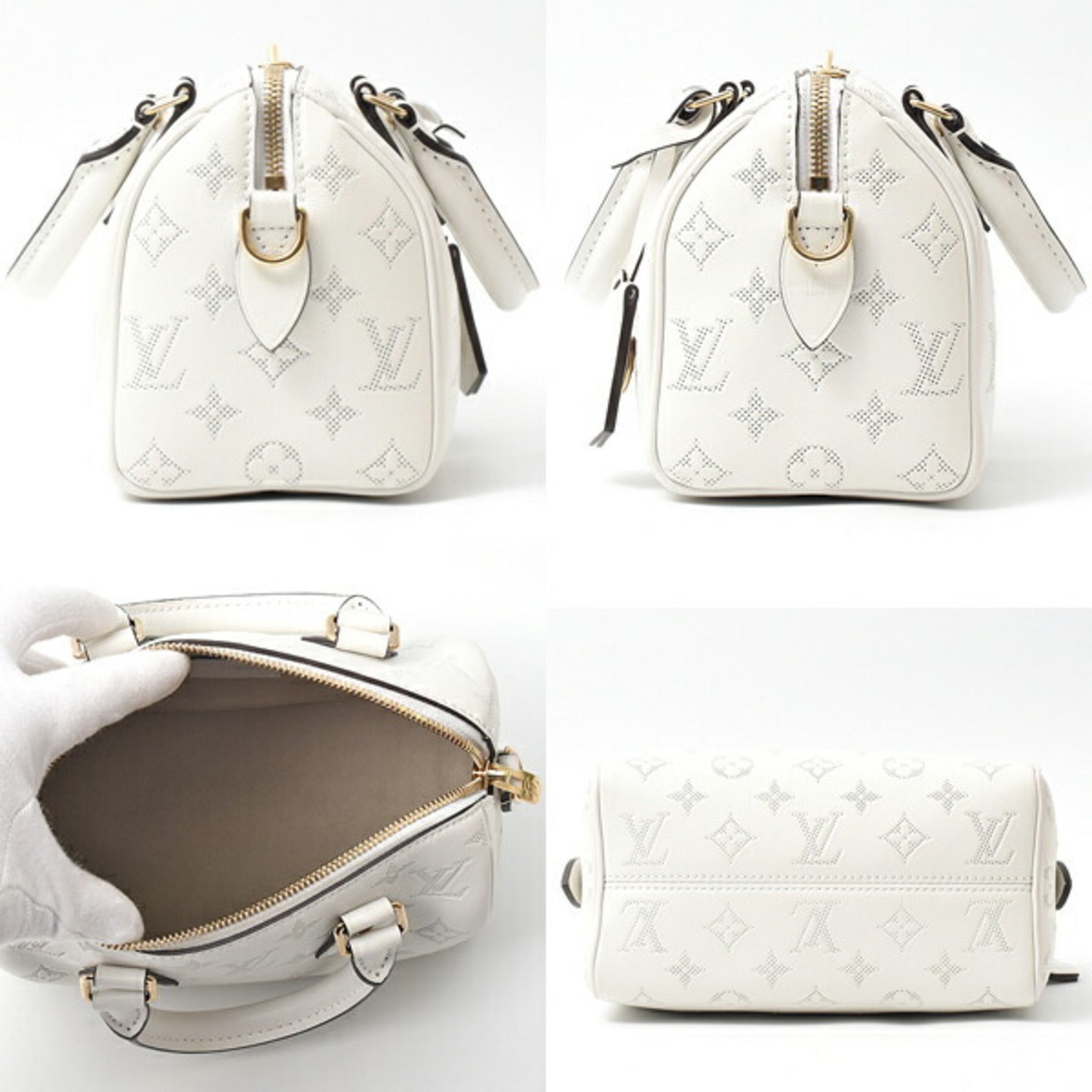Sac Speedy bandoulière 20 Vintage en cuir blanc