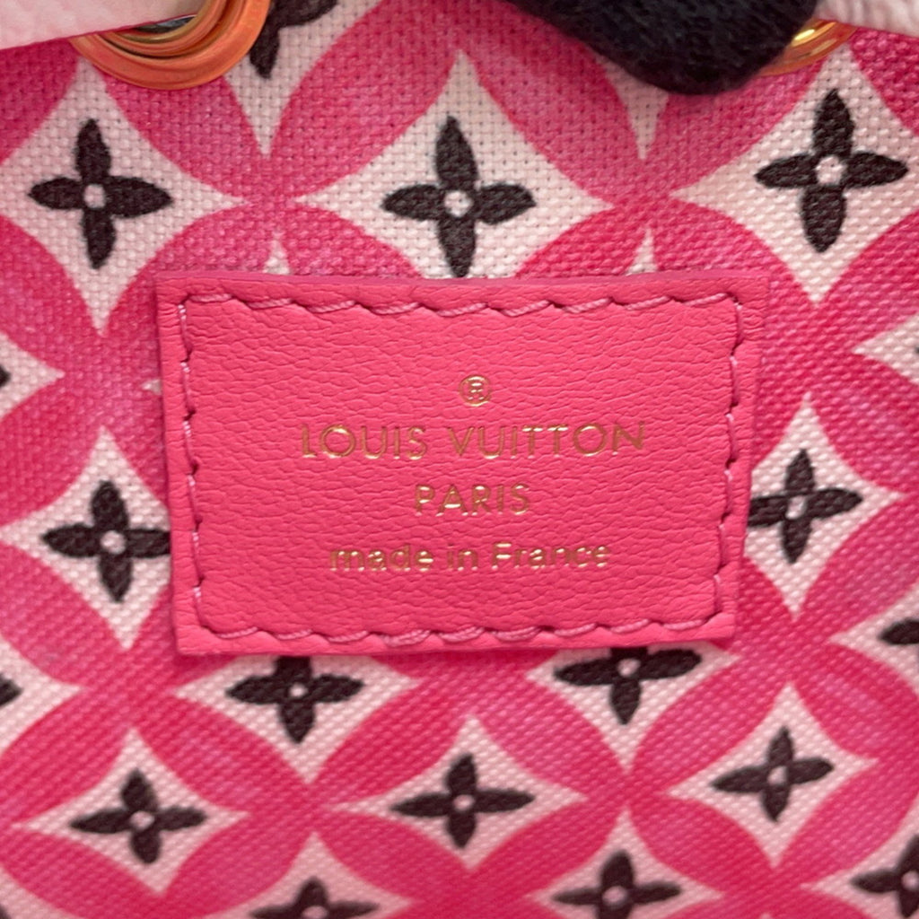 Sac Nano Noé Vintage en cuir blanc monogram rose