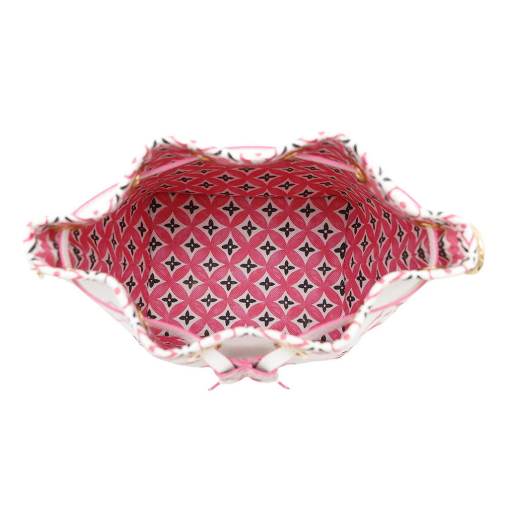 Sac Nano Noé Vintage en cuir blanc monogram rose