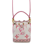 Sac Nano Noé Vintage en cuir blanc monogram rose
