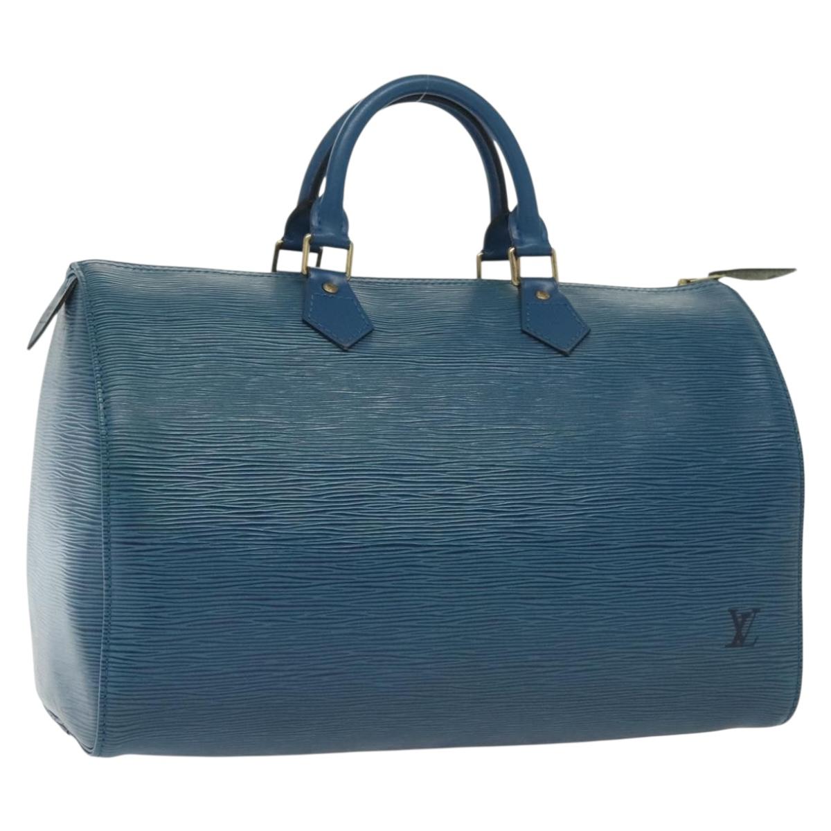 Sac Speedy Vintage en cuir épi bleu