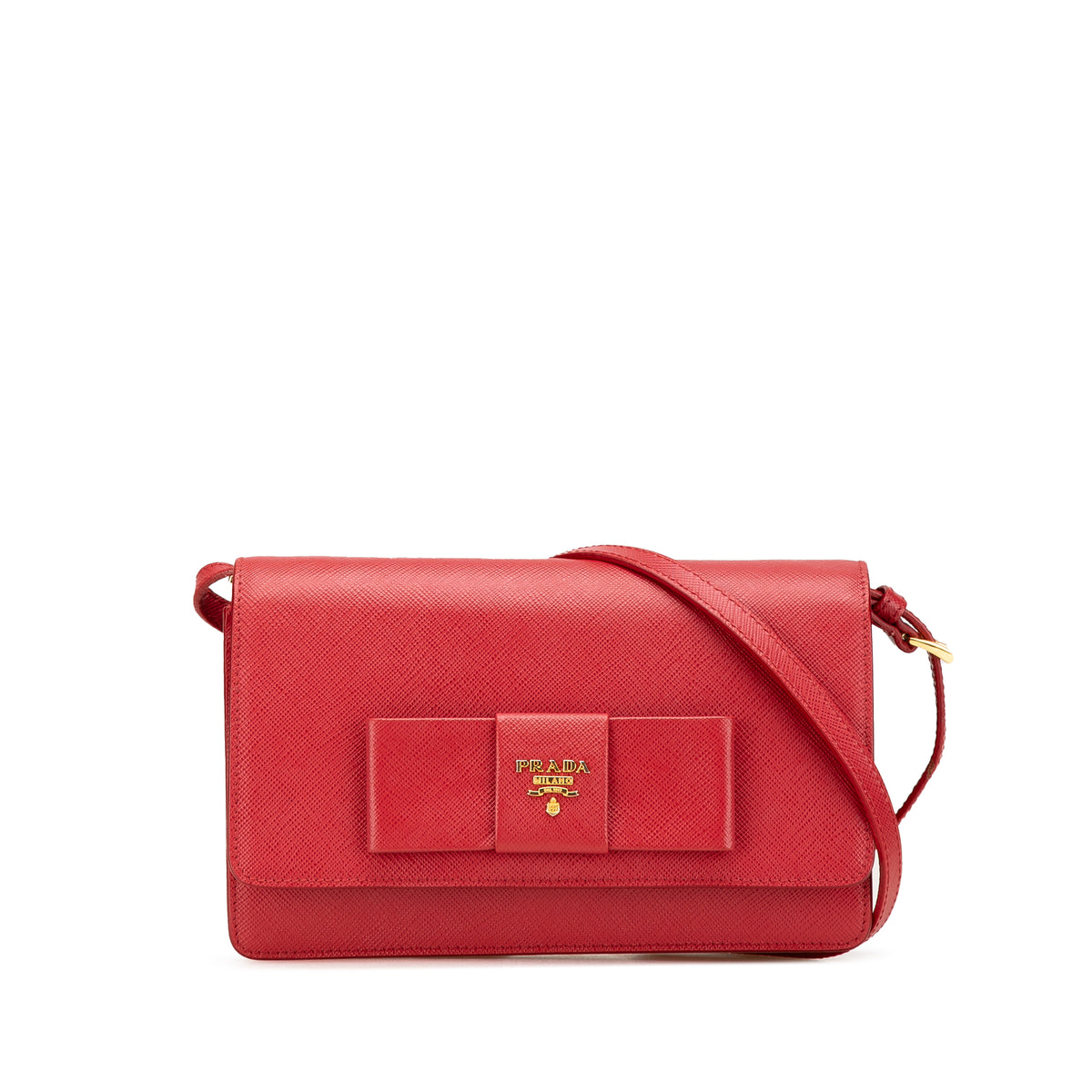 Sac Prada Saffiano Lux Bow Portefeuille à bandoulière - Rouge
