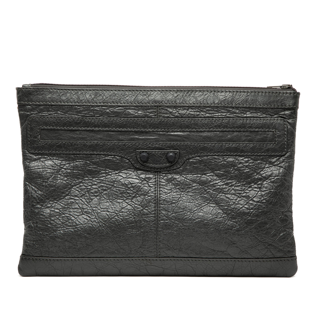 Sac Balenciaga Cuir d’agneau Motocross Classic Clip Pochette M - Noir