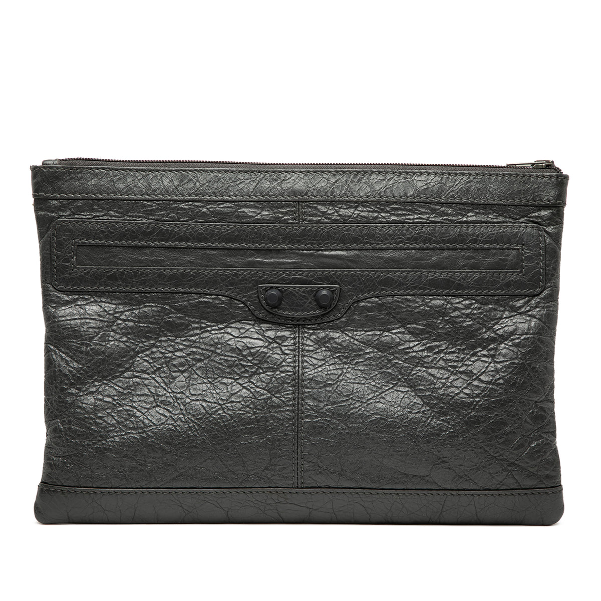 Sac Balenciaga Cuir d’agneau Motocross Classic Clip Pochette M - Noir