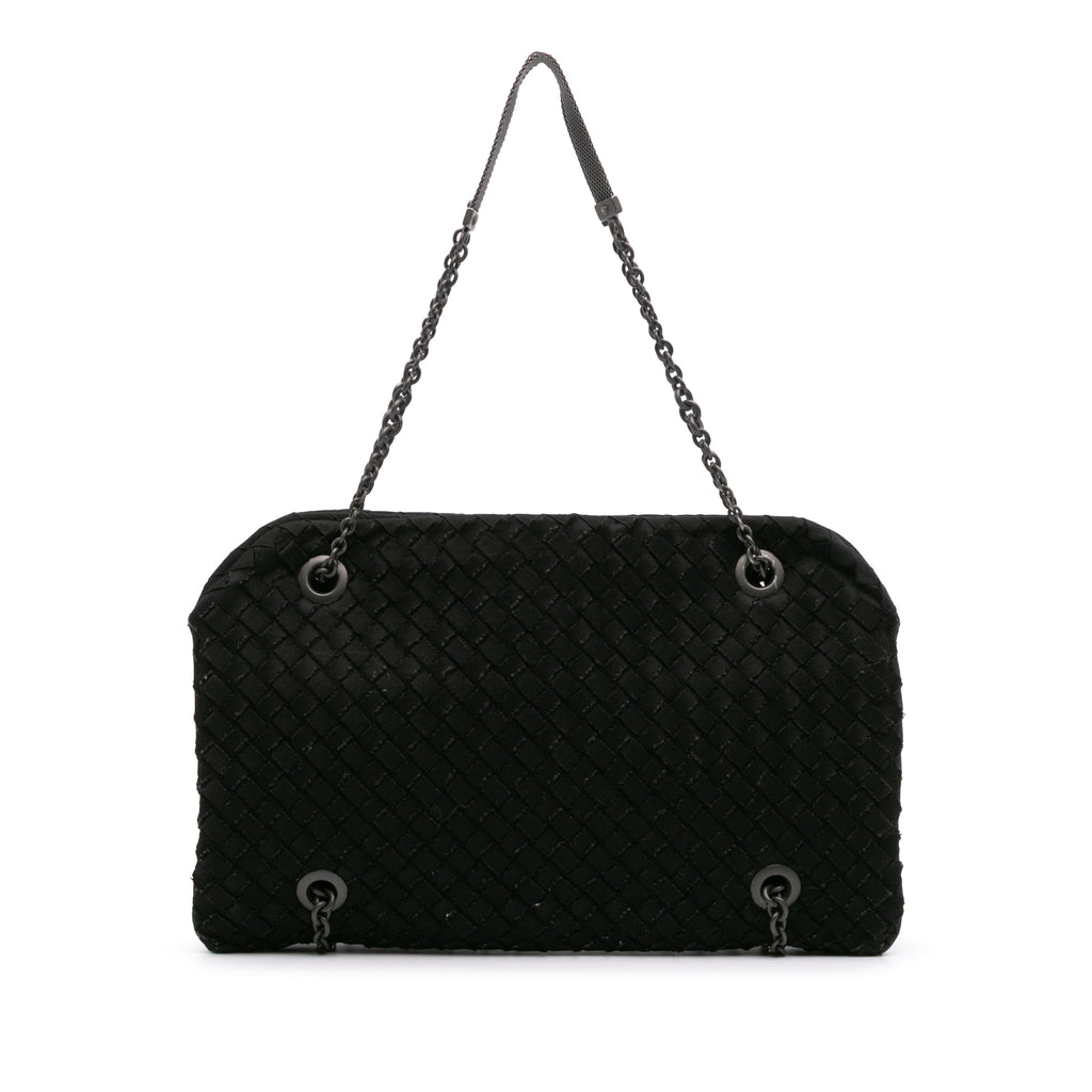 Sac Bottega Veneta Grosgrain Intrecciato Duo Sac porté épaule - Noir