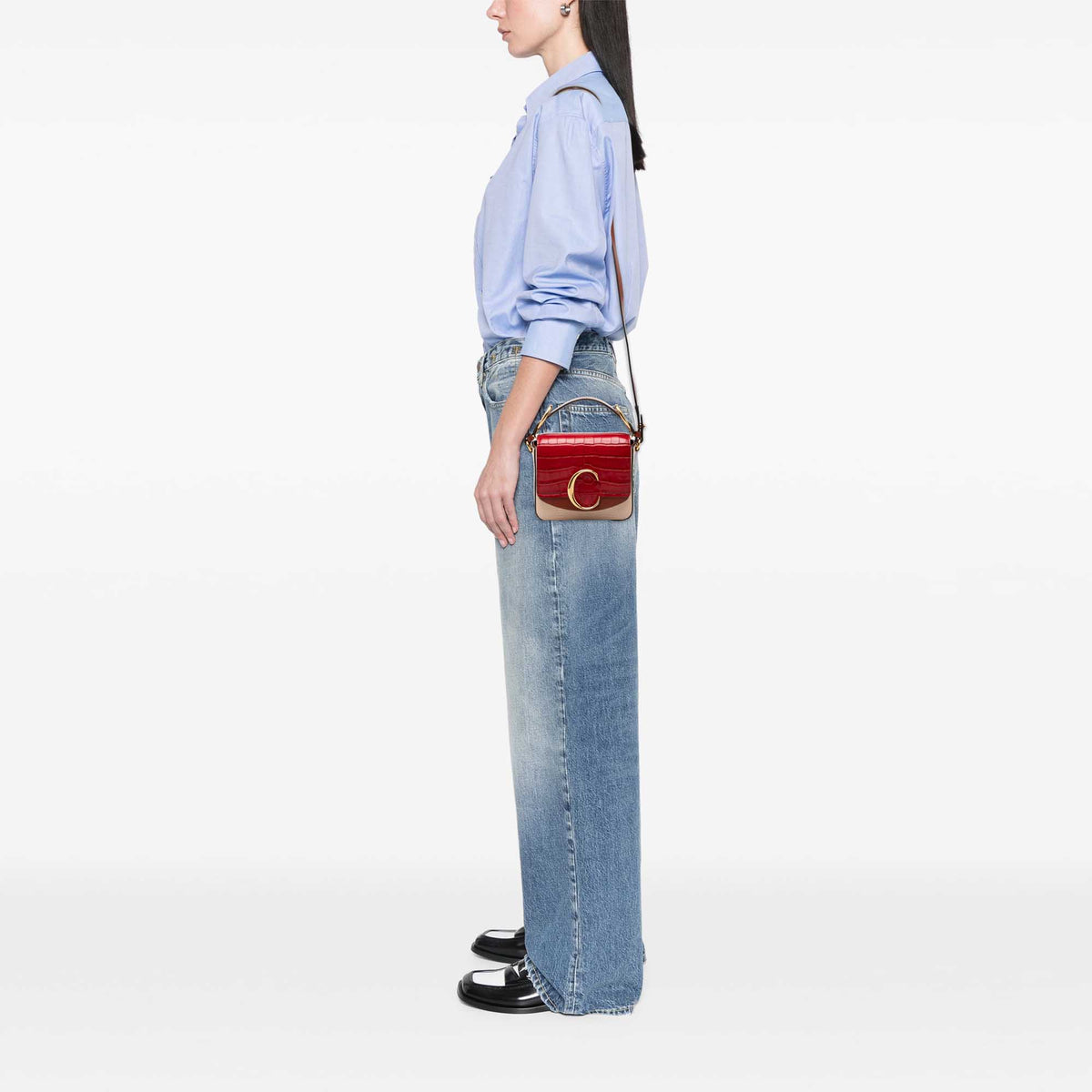 Sac Chloé Mini Bicolore Croc Embossed Cuir de veau C Sac à main – photo 7