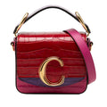 Sac Chloé Mini Tricolor Croc Embossed Cuir de veau C Sac à main - Rose