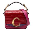 Sac Chloé Mini Tricolor Croc Embossed Cuir de veau C Sac à main - Rose