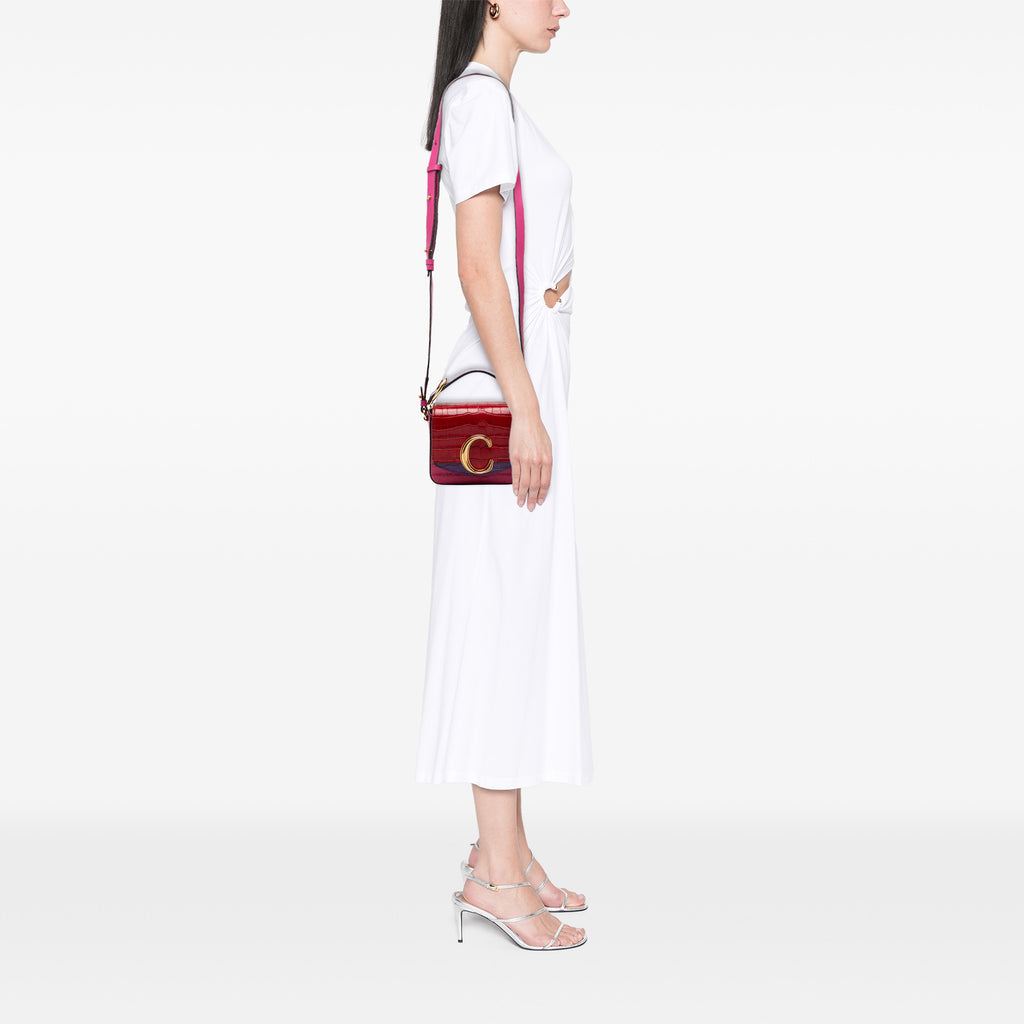 Sac Chloé Mini Tricolor Croc Embossed Cuir de veau C Sac à main – photo 6