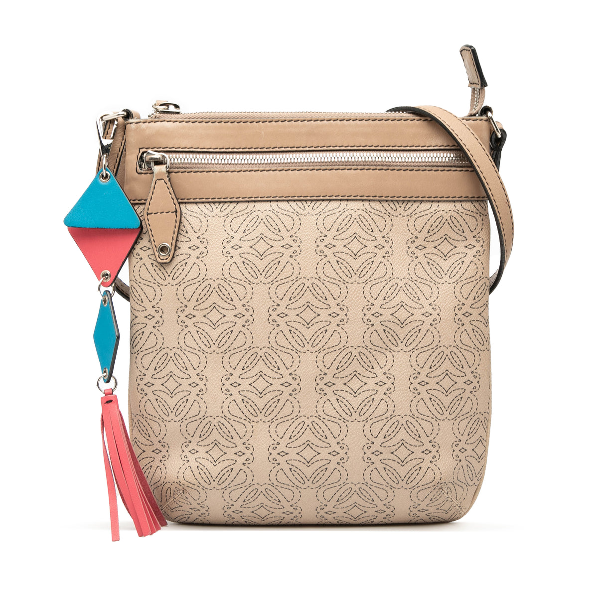 Sac Loewe Anagram Coated Toile Bandoulière - Marron