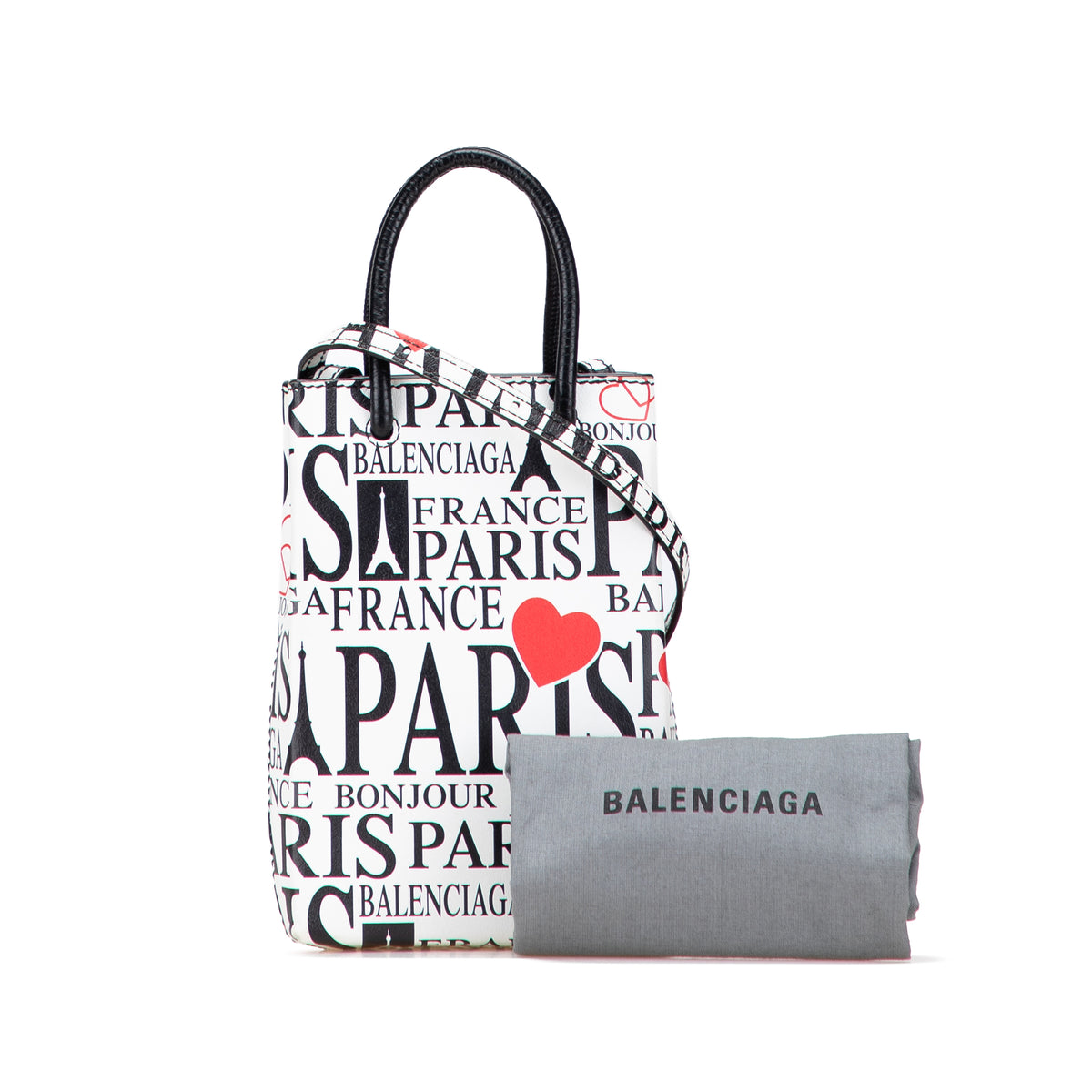 Sac Balenciaga Mini Cuir de veau Bonjour Paris Shopping Phone Holder – photo 10