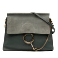 Sac Chloé Medium Cuir de veau and Daim Faye Bandoulière - Bleu
