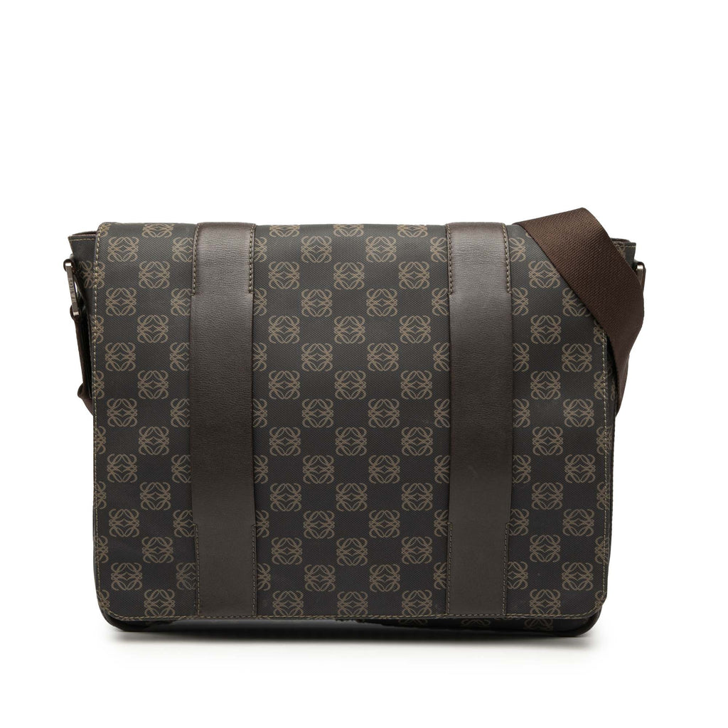 Sac Loewe Anagram Coated Toile Flap Bandoulière - Marron