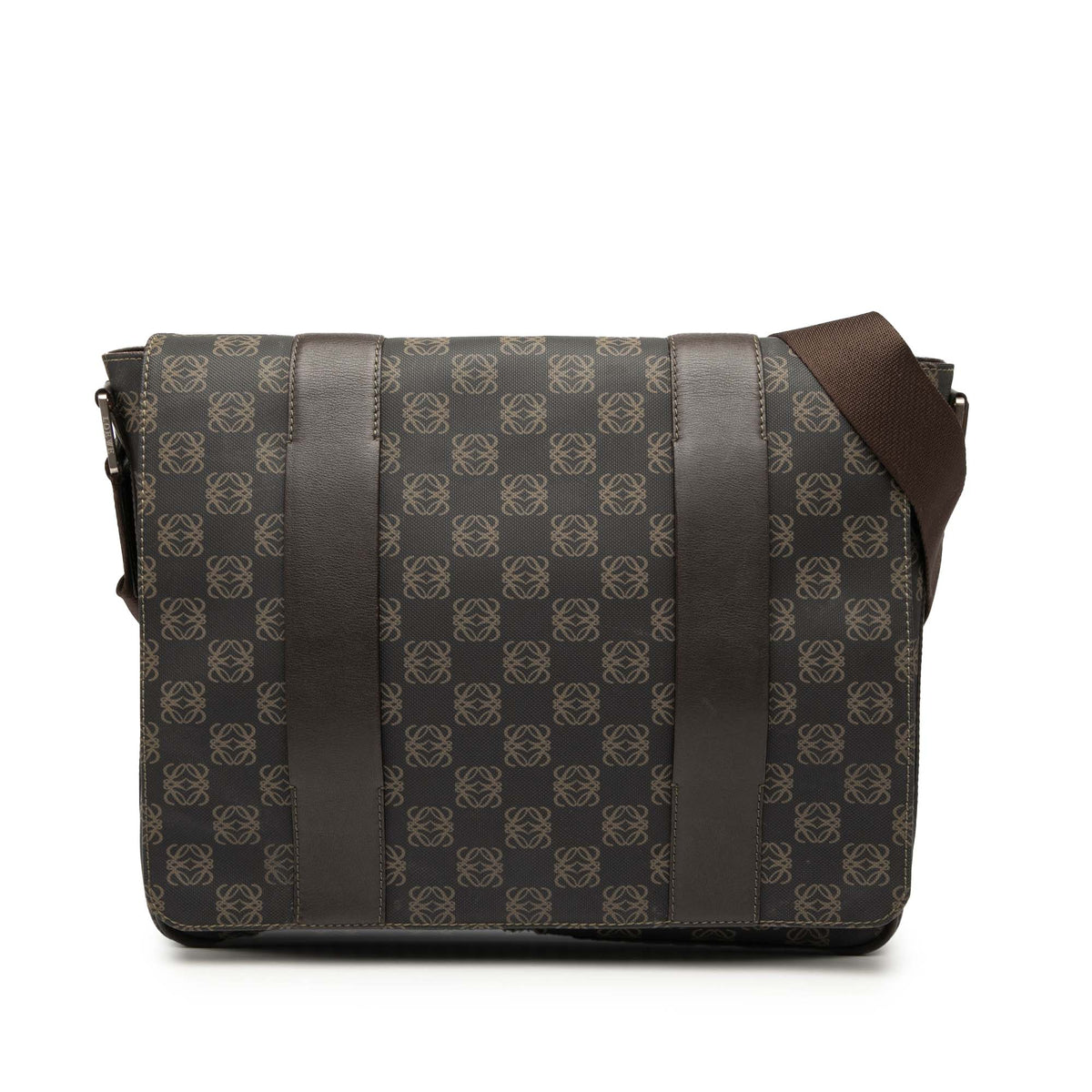 Sac Loewe Anagram Coated Toile Flap Bandoulière - Marron