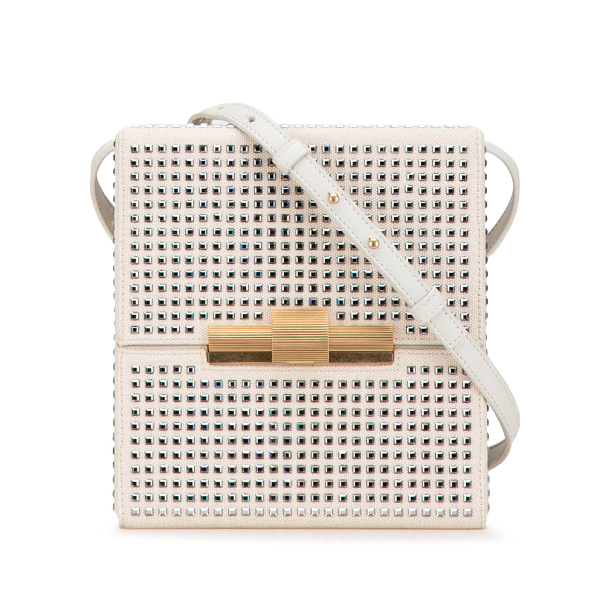 Sac Bottega Veneta Crystal Embellished Toile Daisey Bandoulière - Marron