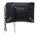 Sac Balenciaga Cuir de chèvre Motocross Classic Metallic Edge Pochette - Noir