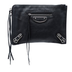 Sac Balenciaga Cuir de chèvre Motocross Classic Metallic Edge Pochette - Noir
