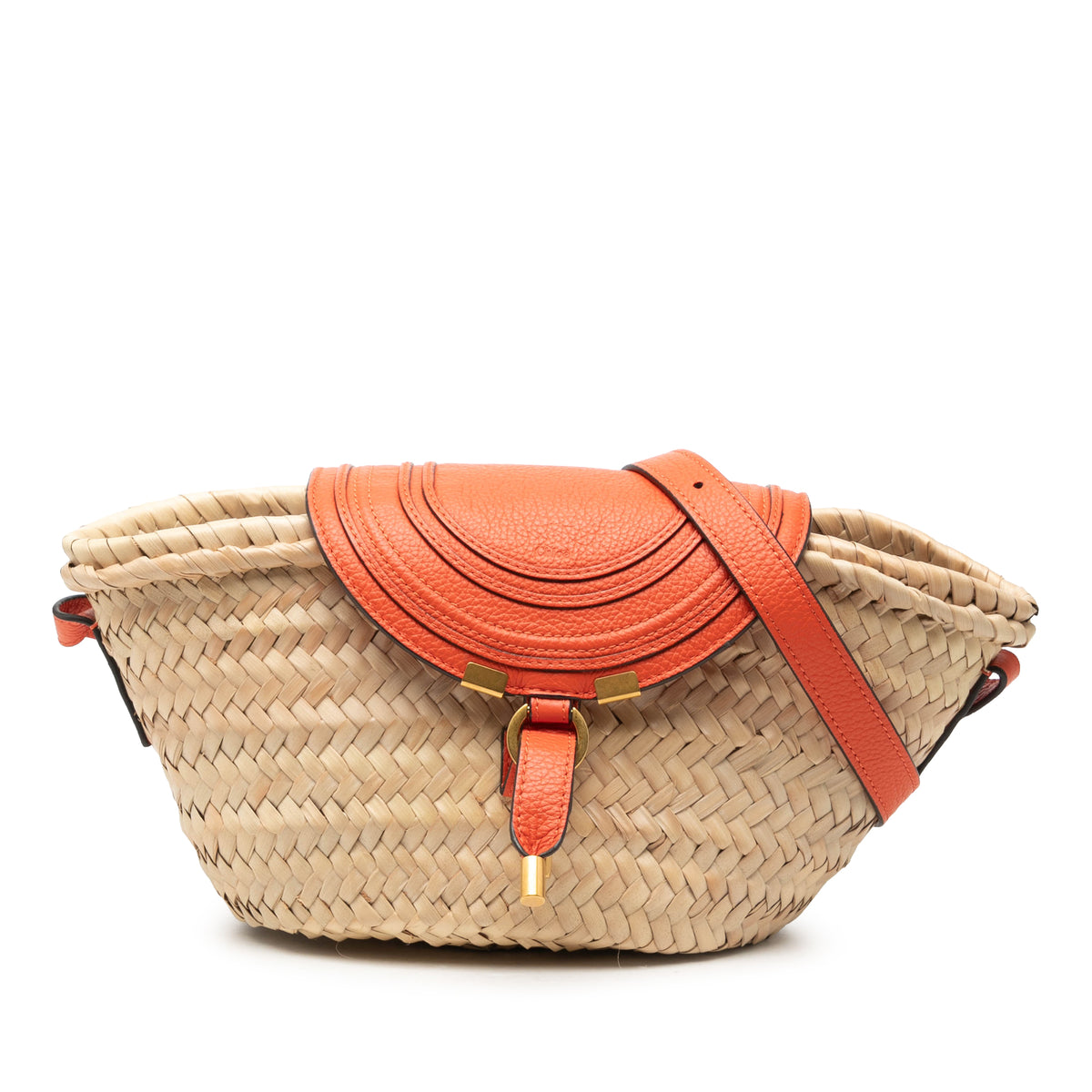 Sac Chloé Mini Raphia Marcie Basket Bandoulière - Beige