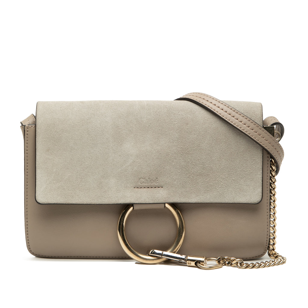 Sac Chloé Small Daim and Cuir de veau Faye Bandoulière - Marron