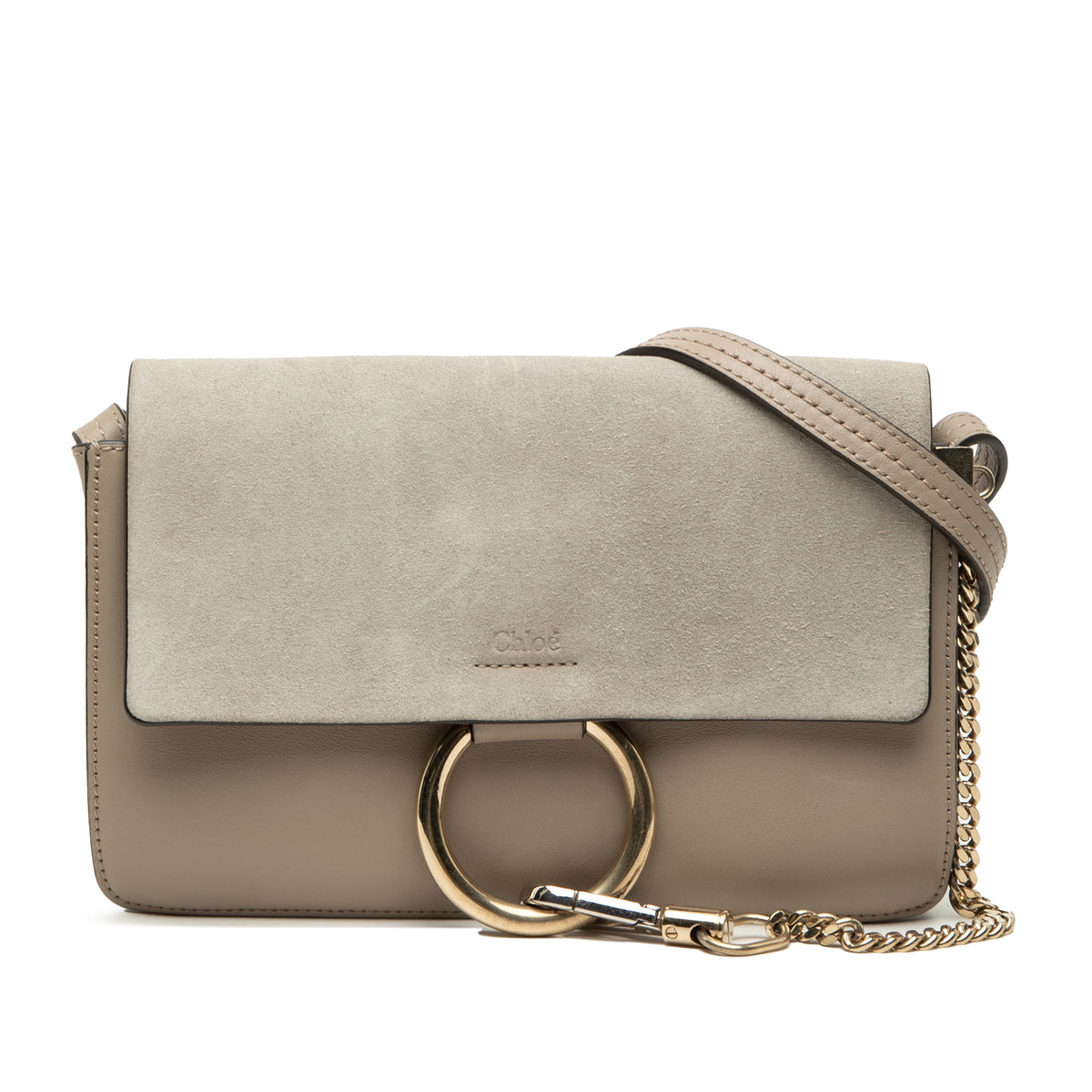 Sac Chloé Small Daim and Cuir de veau Faye Bandoulière - Marron