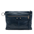 Sac Balenciaga Cuir d’agneau Motocross Classic Clip Pochette S - Bleu