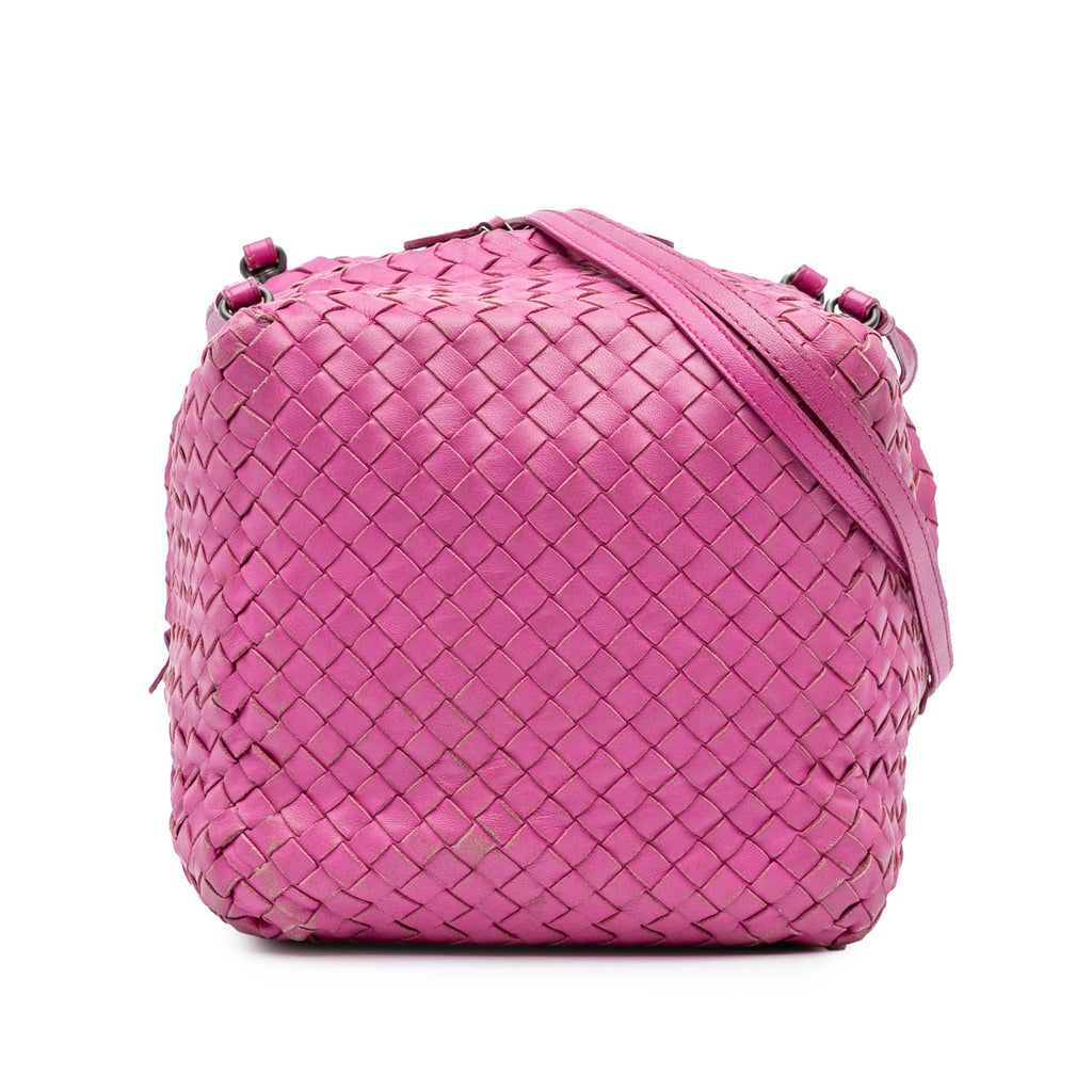 Sac Bottega Veneta Nappa Intrecciato Cube Bandoulière - Rose
